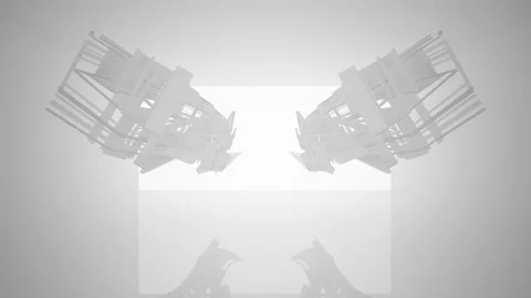 Loop visualization. abstract architectural background. Flying on a white minimal Stock Footage 149574513