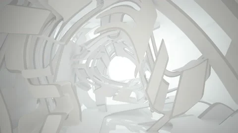 Loop visualization. abstract architectural background. Flying on a white minimal Stock Footage 149574608