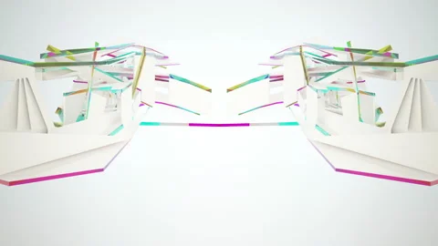 Loop visualization. abstract architectural background. Flying on a minimalistic  Stock Footage 151696388