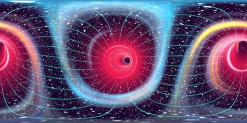 Loop VR 360 colorfull wormhole. Warp straight ahead through this science fiction Stock Footage 74688537