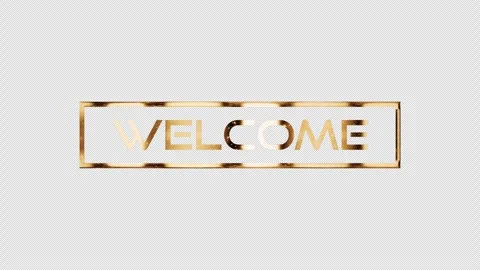 Loop of Welcome word text golden shine with glitch effect Video stock 313340863