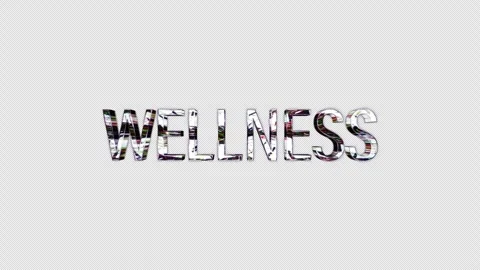 Loop Wellness silver text shine glitch effect on black abstract background Video stock 305844153