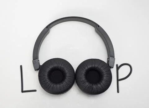 Loop writing using headphones instead of the letter o Foto stock