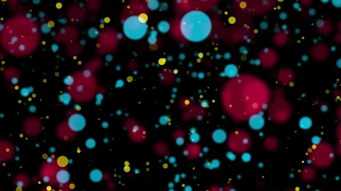 Loop yellow blue red bokeh falling on black abstract background Stock Footage 300679905