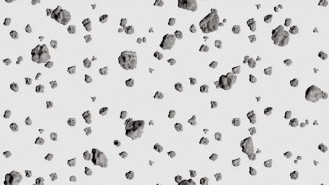 LOOP_TILE Asteroids with Alpha. This footage with an alpha channel is Stock Footage 243250581
