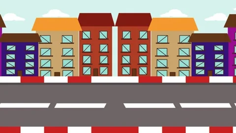 Loopable 2D city street animation  Stock Footage 319579752