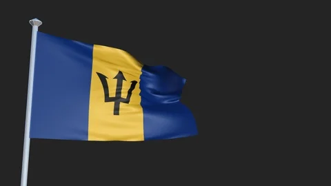 Loopable 3D flag animation of Barbados with Alpha Channel and Transparency fo Stock Footage 90918897