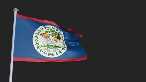 Loopable 3D flag animation of Belize with Alpha Channel and Transparency for  Stock-Footage 90919311