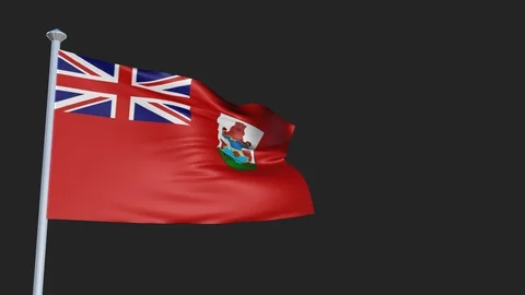 Loopable 3D flag animation of Bermuda with Alpha Channel and Transparency for 스톡 동영상 90919308