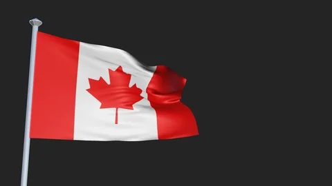 Loopable 3D flag animation of Canada with Alpha Channel and Transparency for  Stock Footage 90920832