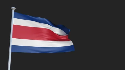 Loopable 3D flag animation of Costa Rica with Alpha Channel and Transparency  Stock-Footage 90921757