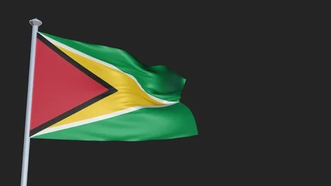 Loopable 3D flag animation of Guyana with Alpha Channel and Transparency for  Stock-Footage 90923214
