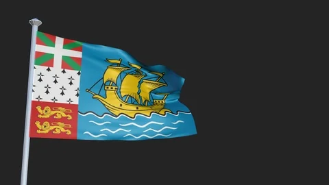 Loopable 3D flag animation of Saint-Pierre and Miquelon with Alpha Channel an Stock Footage 90925021