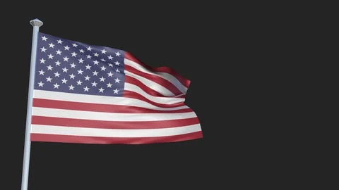 Loopable 3D flag animation of United States with Alpha Channel and Transparen Stock Footage 90925961
