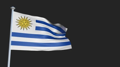 Loopable 3D flag animation of Uruguay with Alpha Channel and Transparency for Stock Footage 90925962