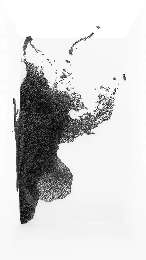 (Loopable 8K Vertical Video) 3D Animation of Abstract Graphite Particles Video stock 171991854