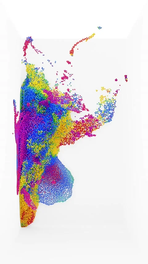 (Loopable 8K Vertical Video) 3D Animation of Abstract Rainbow Theme Particles Video stock 171993190