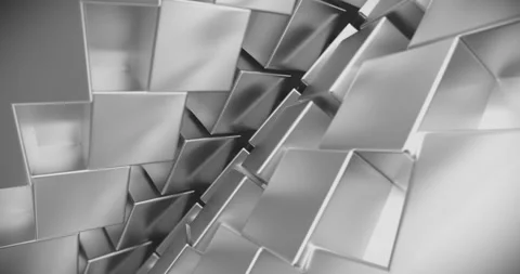 (Loopable) Abstract 3D Animation with Spinning Camera Movement, Stainless Steel Stock Footage 131127463