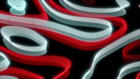 Loopable abstract animation blue and red glowing lines on black background Stock Footage 243347868
