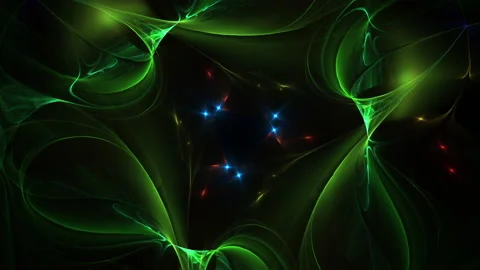 Loopable abstract fantasy motion green waves on black background Stock Footage 158956215