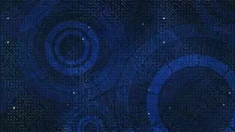 Loopable abstract motion background of dark blue circuit board patterns with Stock Footage 320607891