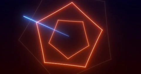 Loopable Abstract motion graphics background Animation. Neon Orange pentago.. Stock Footage 224675402