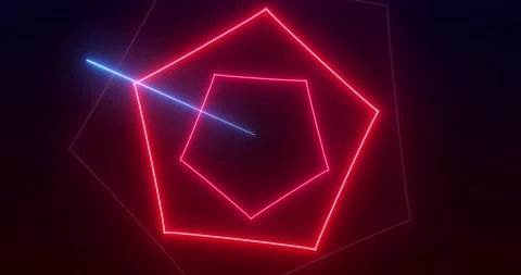Loopable Abstract motion graphics background Animation. neon Red pentagon s.. Stock Footage 224678594