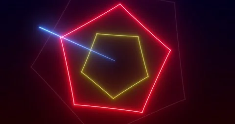 Loopable Abstract motion graphics background Animation. yellow red pentagon.. Stock Footage 224679022