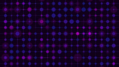 Loopable abstract neon grid background with glowing purple and blue dots pattern Video stock 318602707