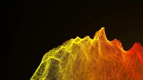 Loopable abstract particle background, 3d render with depth of field Illustrazione stock