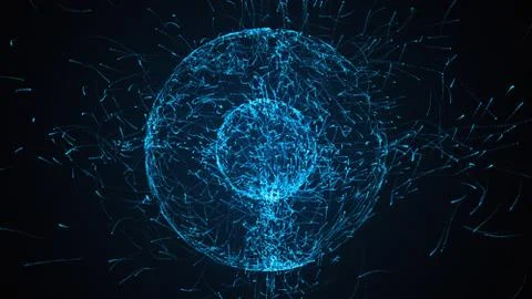 Loopable abstract particles background with sphere shapes that have been heavily Stock Illustration