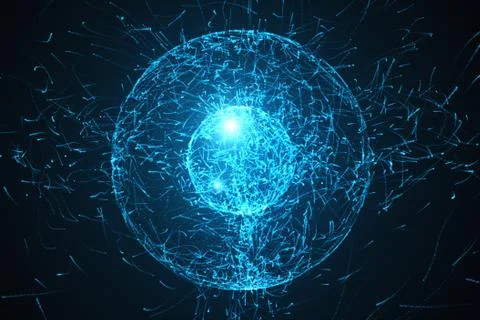 Loopable abstract particles background with sphere shapes that have been heavily Stock Illustration