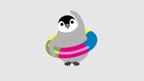 Loopable and Alpha channel file - Baby penguin doing warm-up exercises Stock Footage 201661994