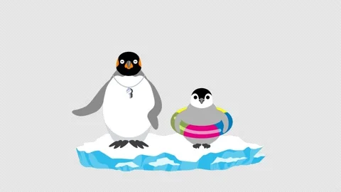 Loopable and Alpha channel file - Baby and adult penguins doing warm-up Stock Footage 201662719
