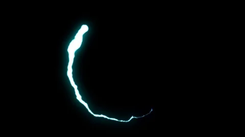 Loopable animated BLUE Lightning bolts round flight strike on black background Stock Footage 91645938