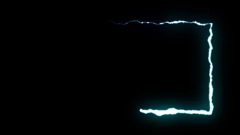 Loopable animated BLUE Lightning bolts FRAME shape on black background animation Stock Footage 91646128