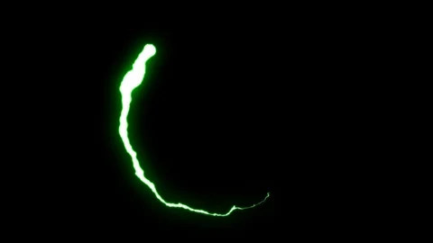 Loopable animated GREEN Lightning bolts round flight strike on black background Stock Footage 91645970