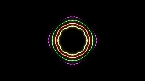 Loopable animated RAINBOW Lightning bolts round strike on black background Stock Footage 91646320