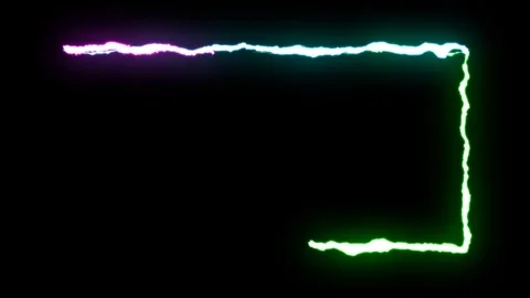 Loopable animated RAINBOW Lightning bolts FRAME shape on black background Stock Footage 91735062