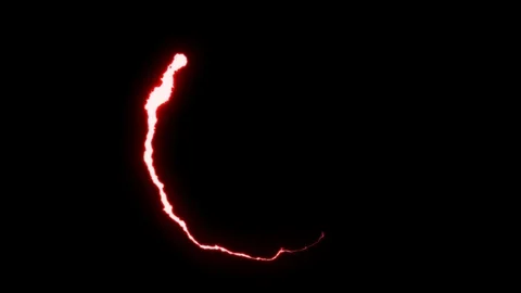 Loopable animated RED Lightning bolts round flight strike on black background Stock Footage 91645945