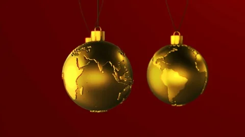 Loopable animation of Christmas ball shaped as globe Stockbeeldmateriaal 83052765