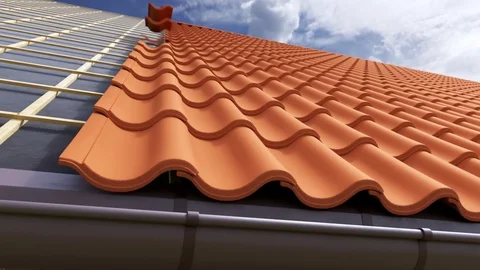 Loopable animation of clay tile roof being made. Stock Footage 85475434