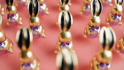 Loopable animation of cute chocolate jumping Easter bunnies.  Happy Easter. Stock Footage 158246044
