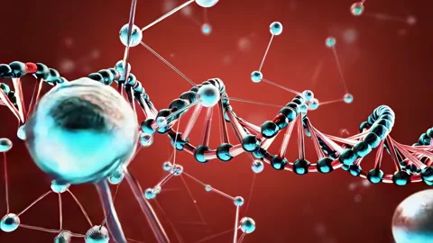 Loopable Animation DNA helix structure moving across screen under microscop Stock Footage 304802418