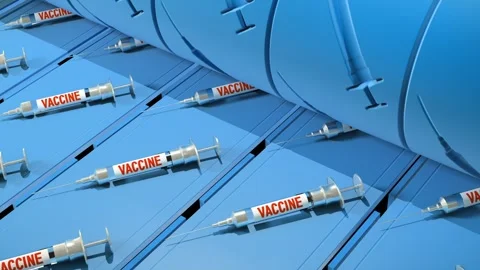Loopable animation of factory production line producing syringes with the v.. Stock Footage 265001499