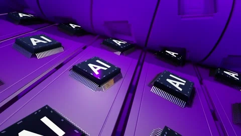 Loopable animation of factory production line producing AI Chip Stock Footage 265666507