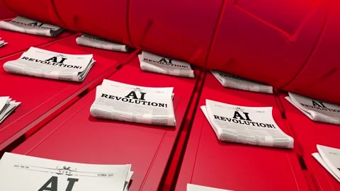 Loopable animation of factory production line producing newspapers on headl.. Stock Footage 265666520