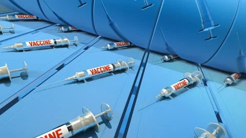 Loopable animation of factory production line producing syringes with the v.. Stock Footage 266438856