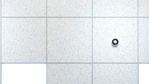 Loopable animation of grid ceiling with motion sensor devices. Turning lights on Stock Footage 201183040