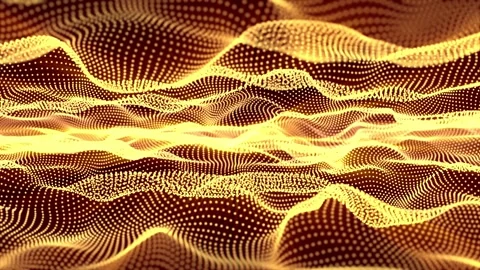 Loopable animation of hot golden particle waves Stock Footage 270412190